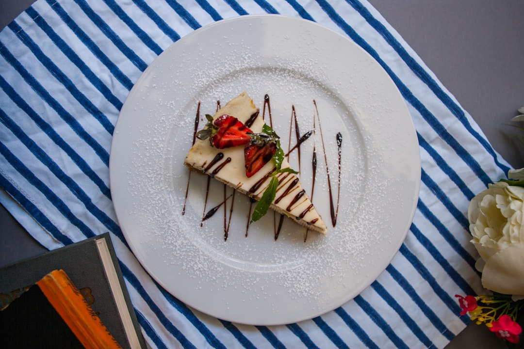 sliced cake in plate on table