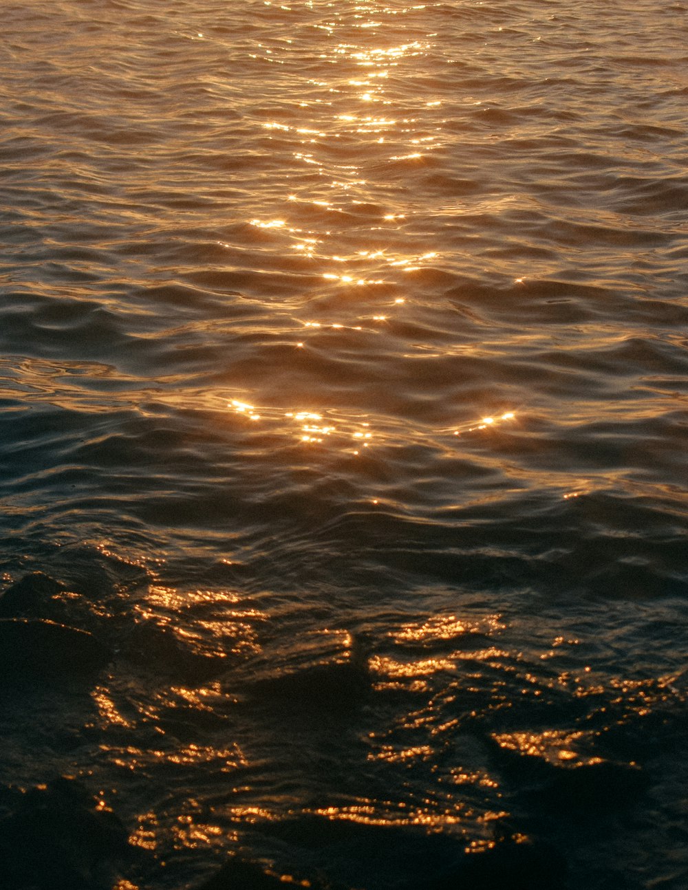 Mar calmo durante a hora dourada