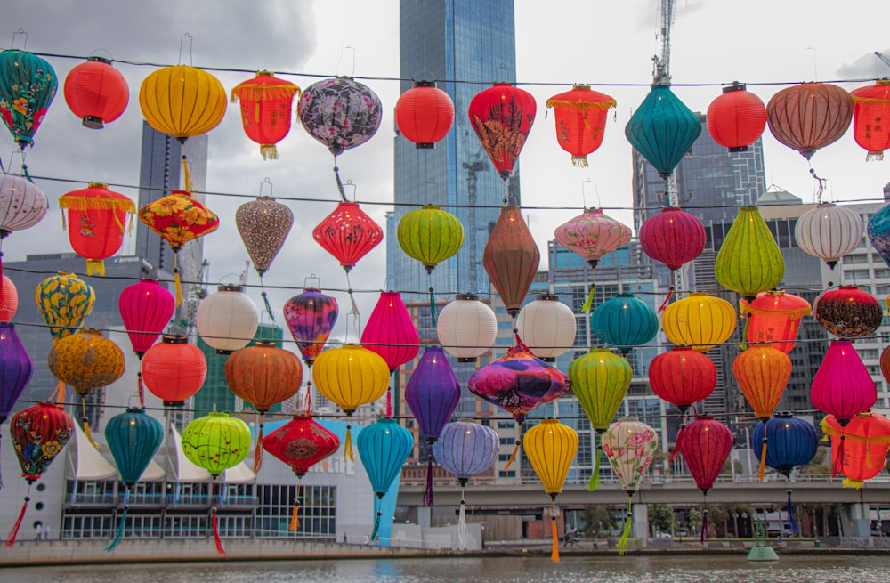 assorted-color lanterns