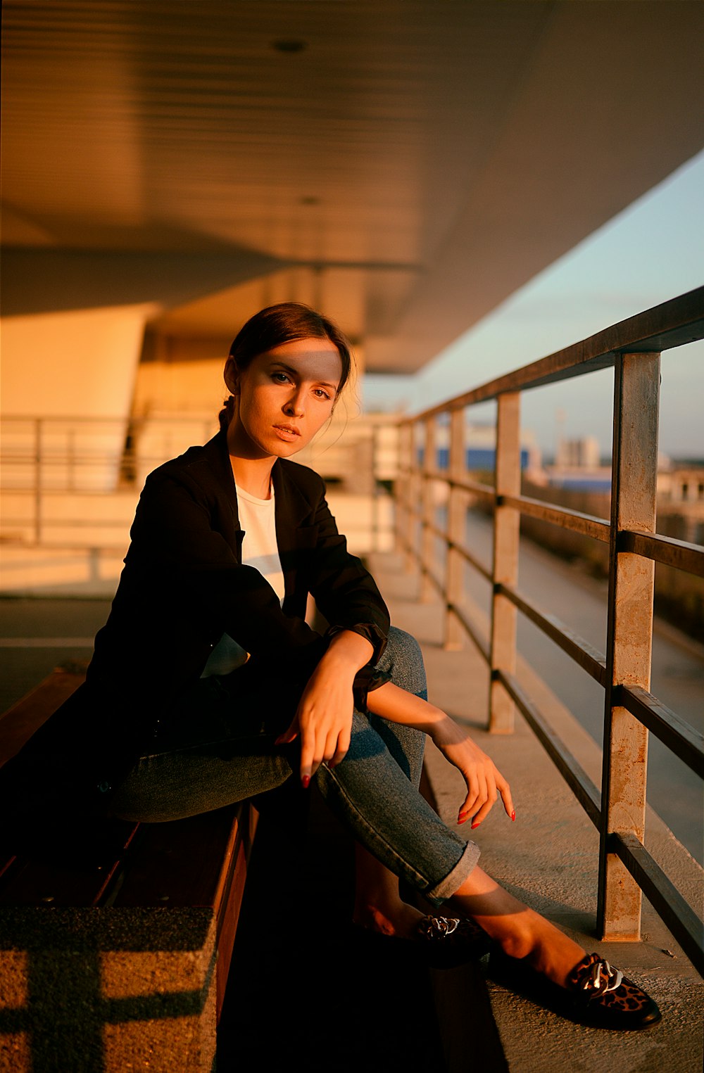 woman wears black cardigan