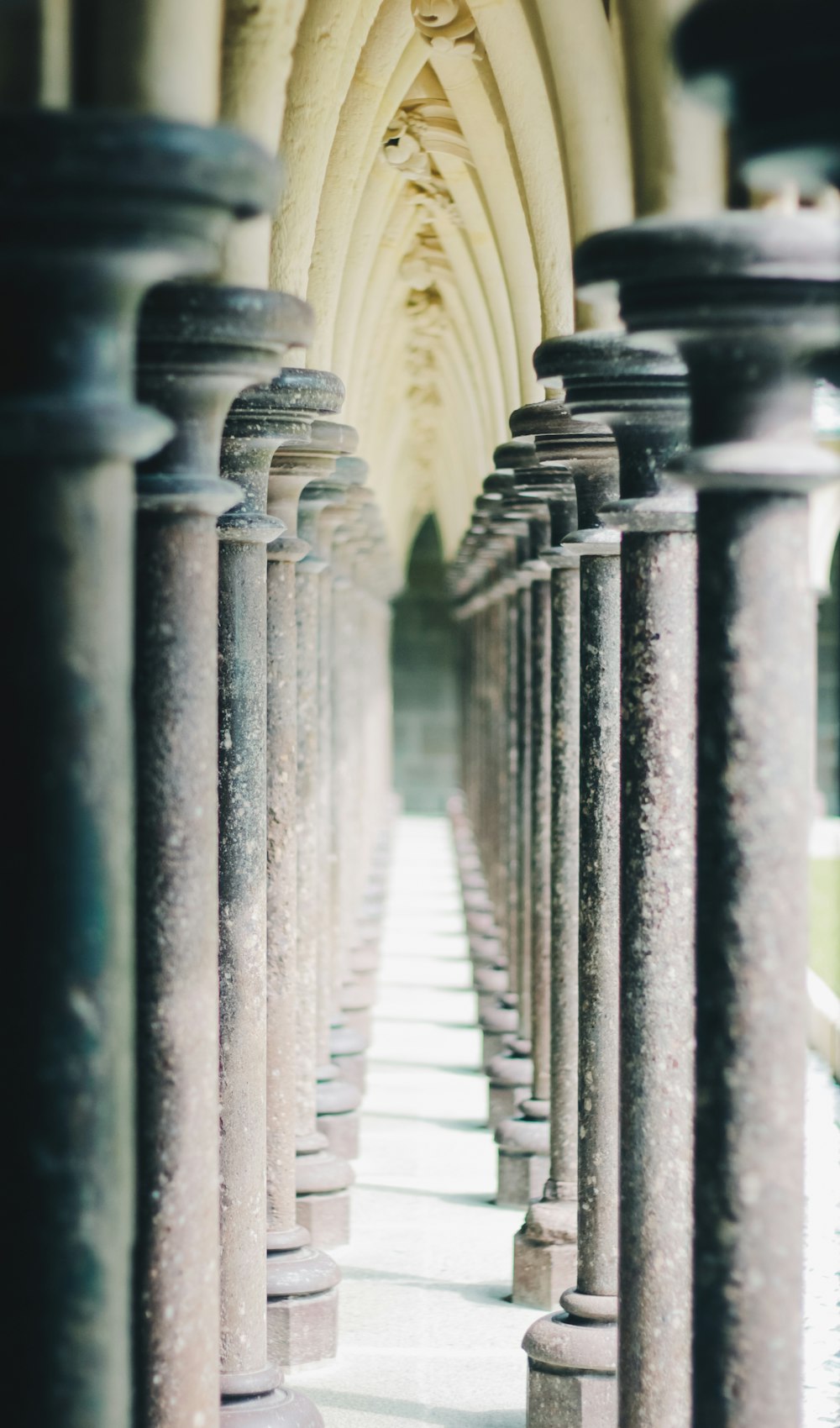 beige concrete pedestals