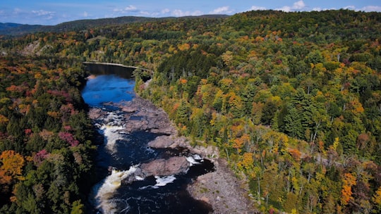 aerial photo of river at middle of forest in Kilmar Canada
