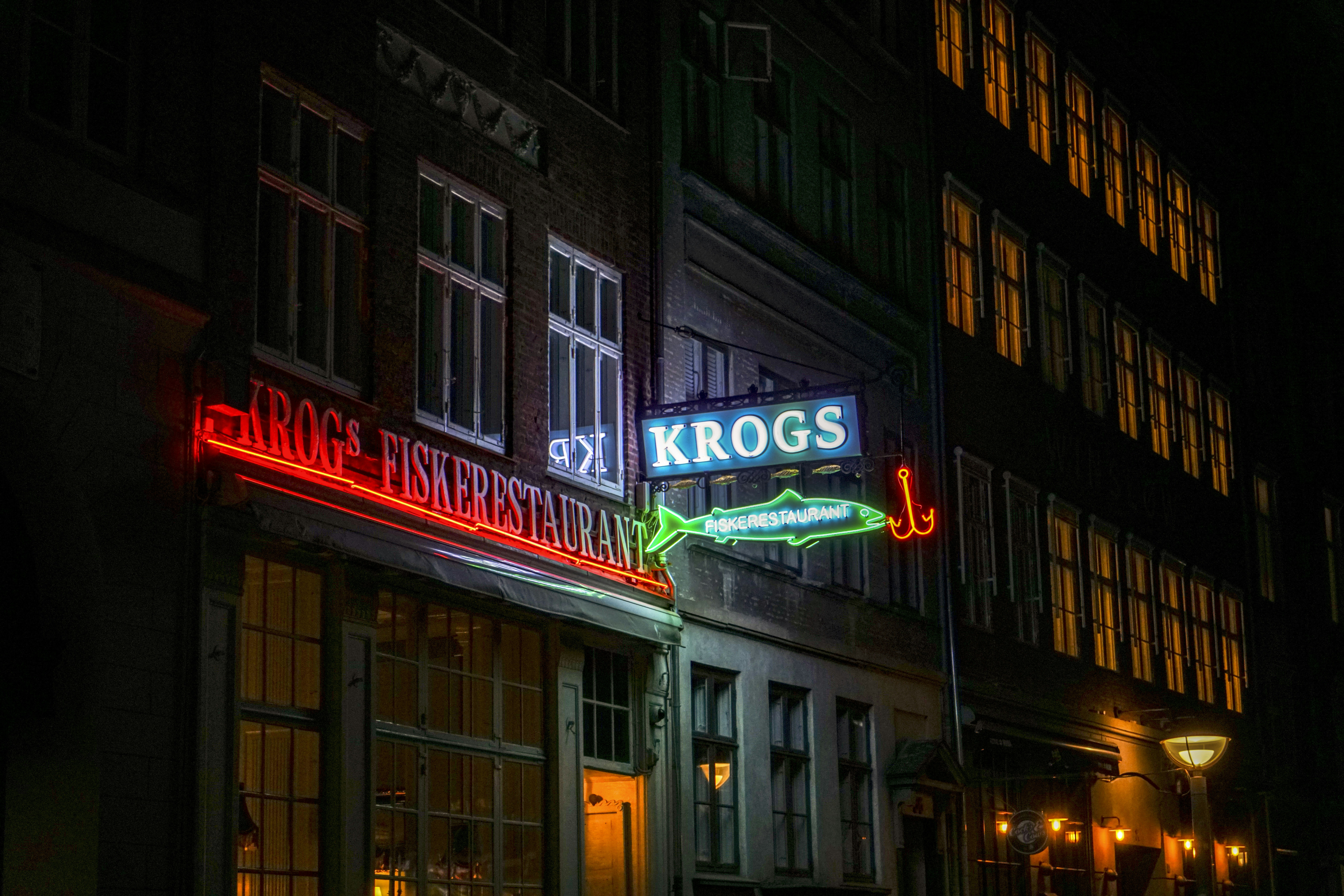 blue Krogs neon signage