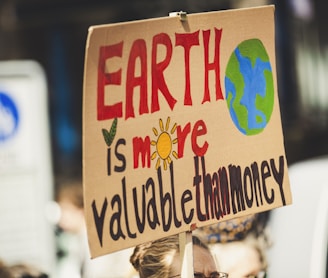 Earth is more valuable than money signage