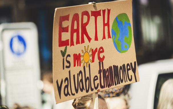 Earth is more valuable than money signage