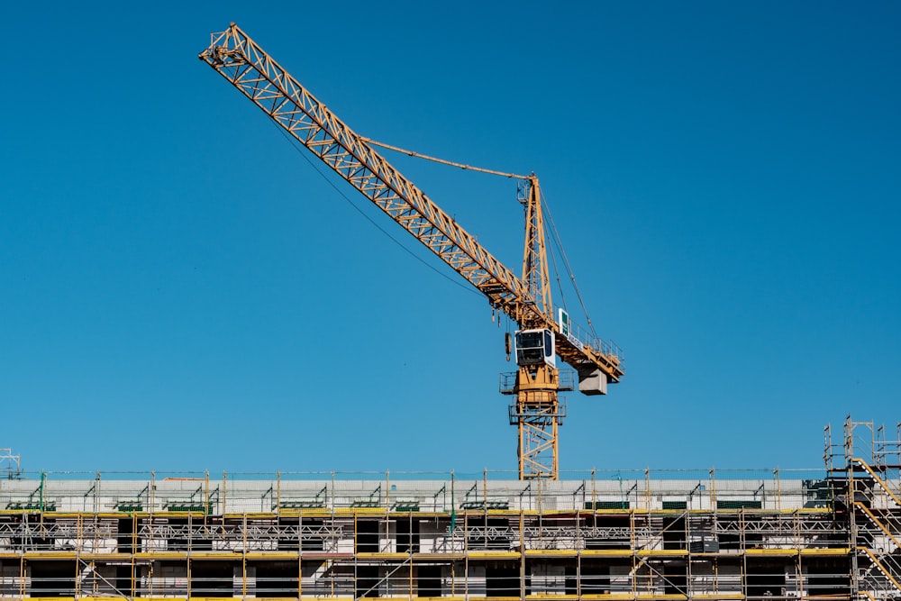 yellow building crane