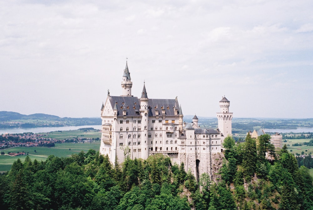 white and blue castle