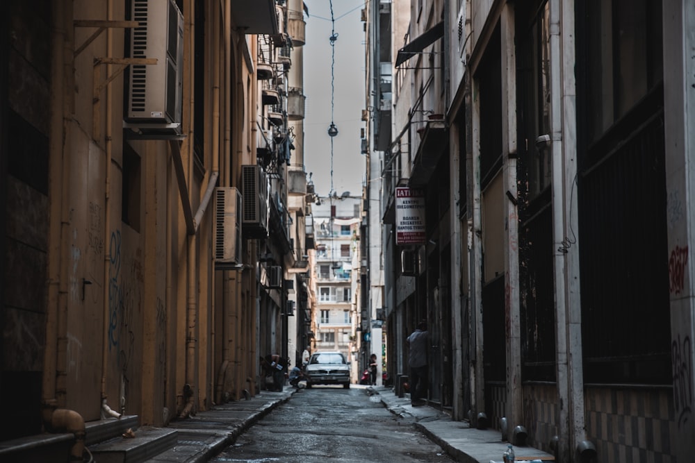 architectural photography of alleyway