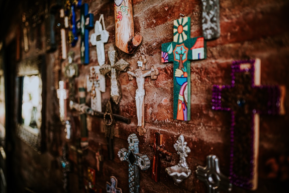 multi-colored cross wall ornament