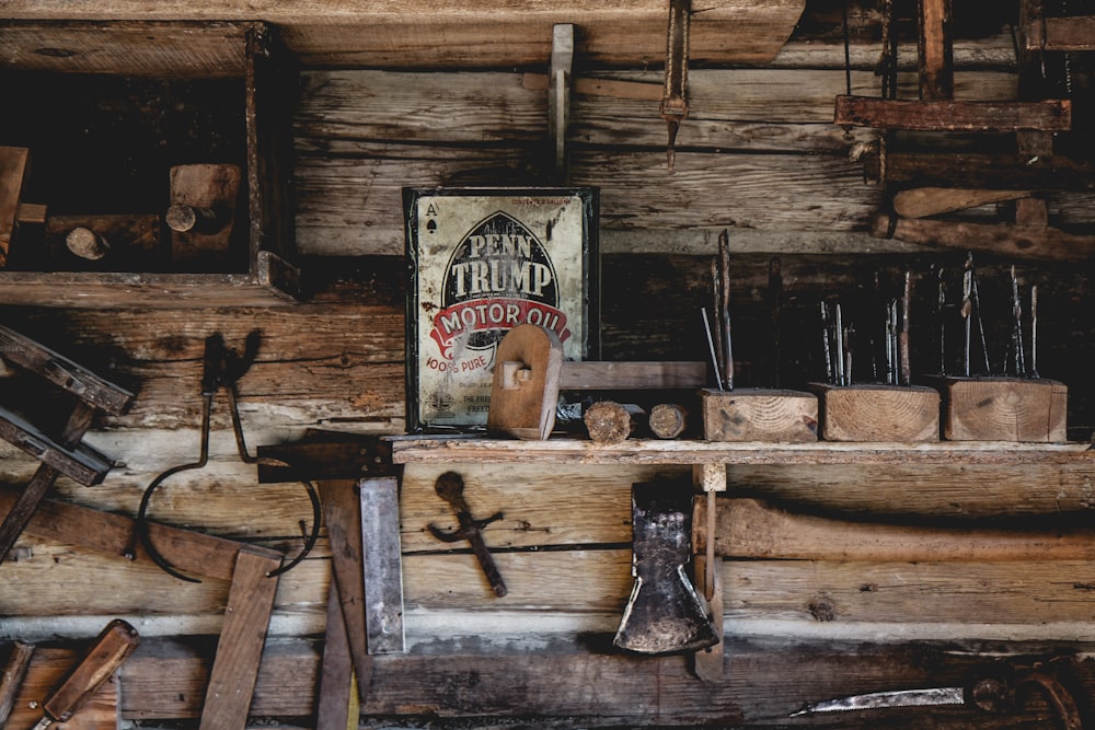 brown wooden shelf