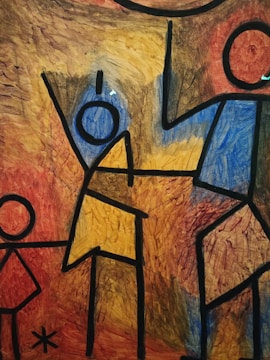 orange and multicolored abstract painting