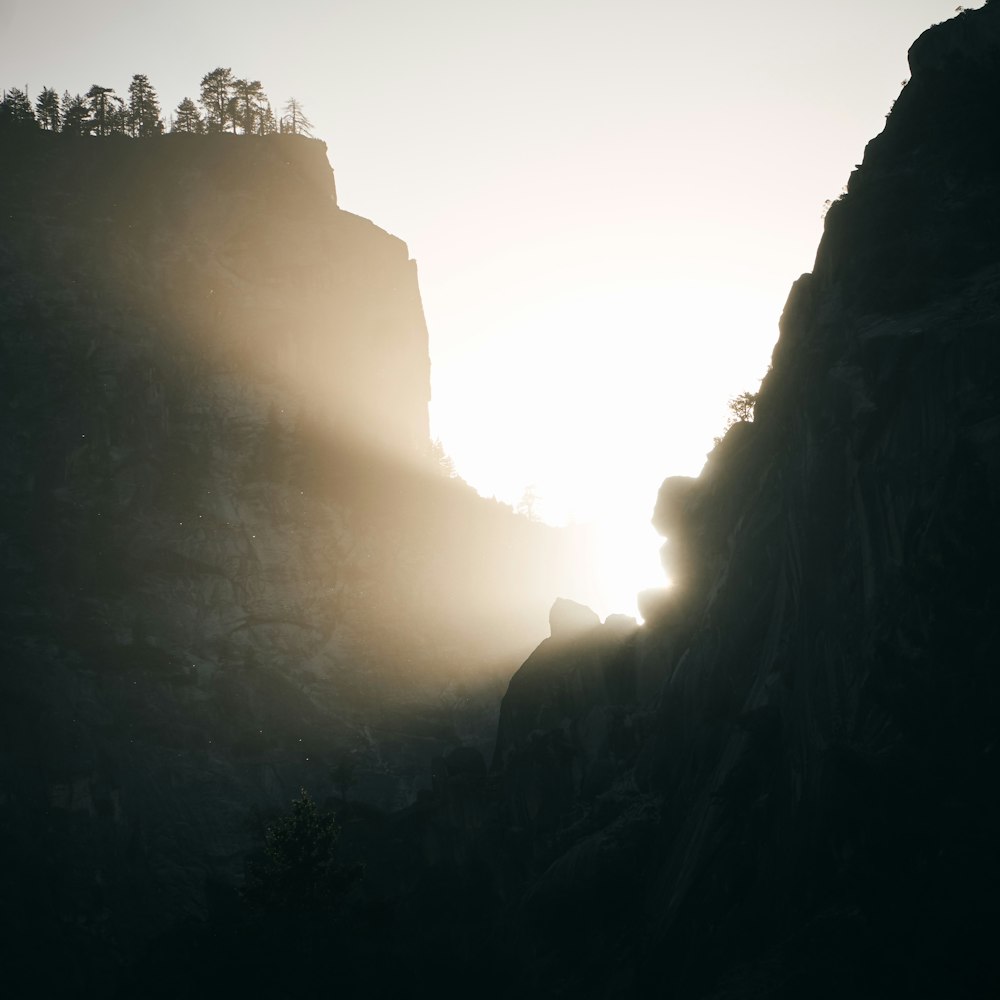 silhouette of foggy mountain