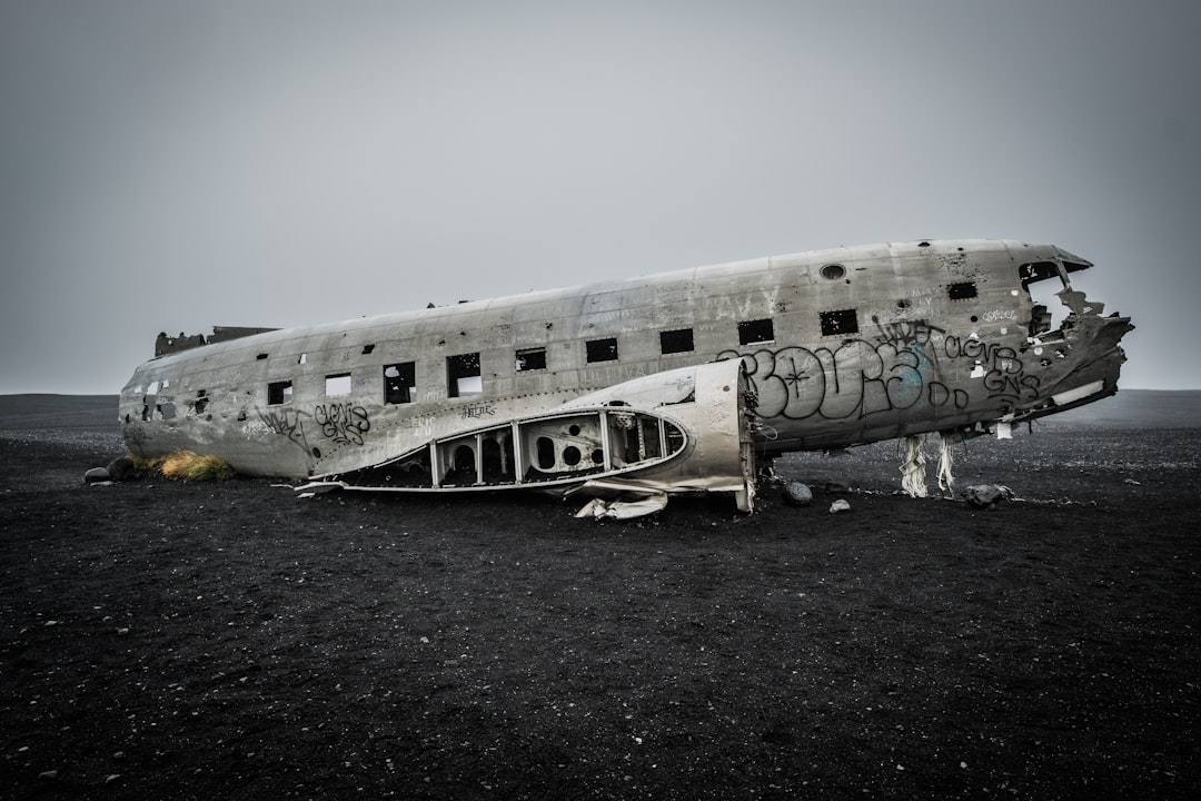 gray wreck airplane, Sólheimasandur plane wreck.