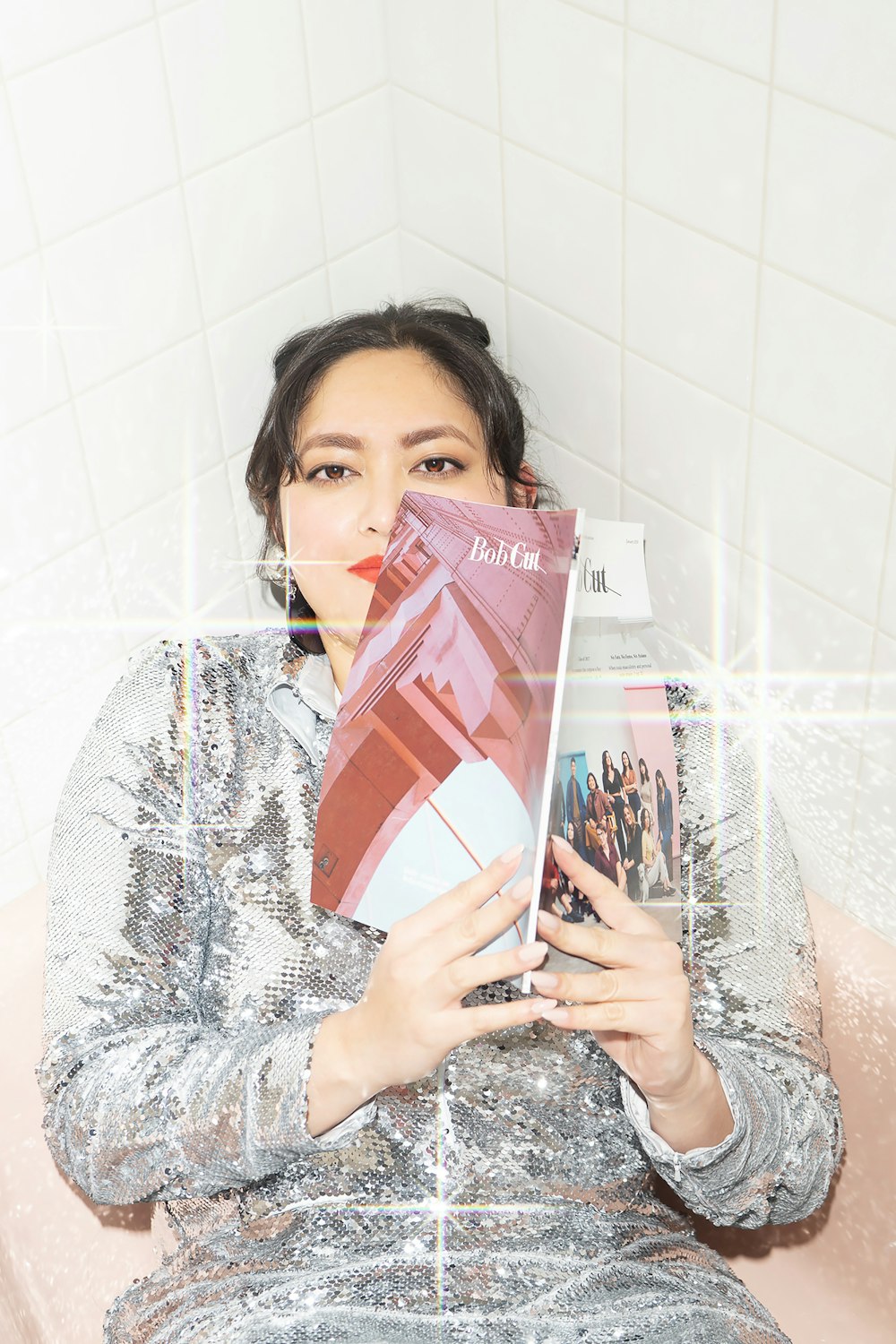 woman holding book