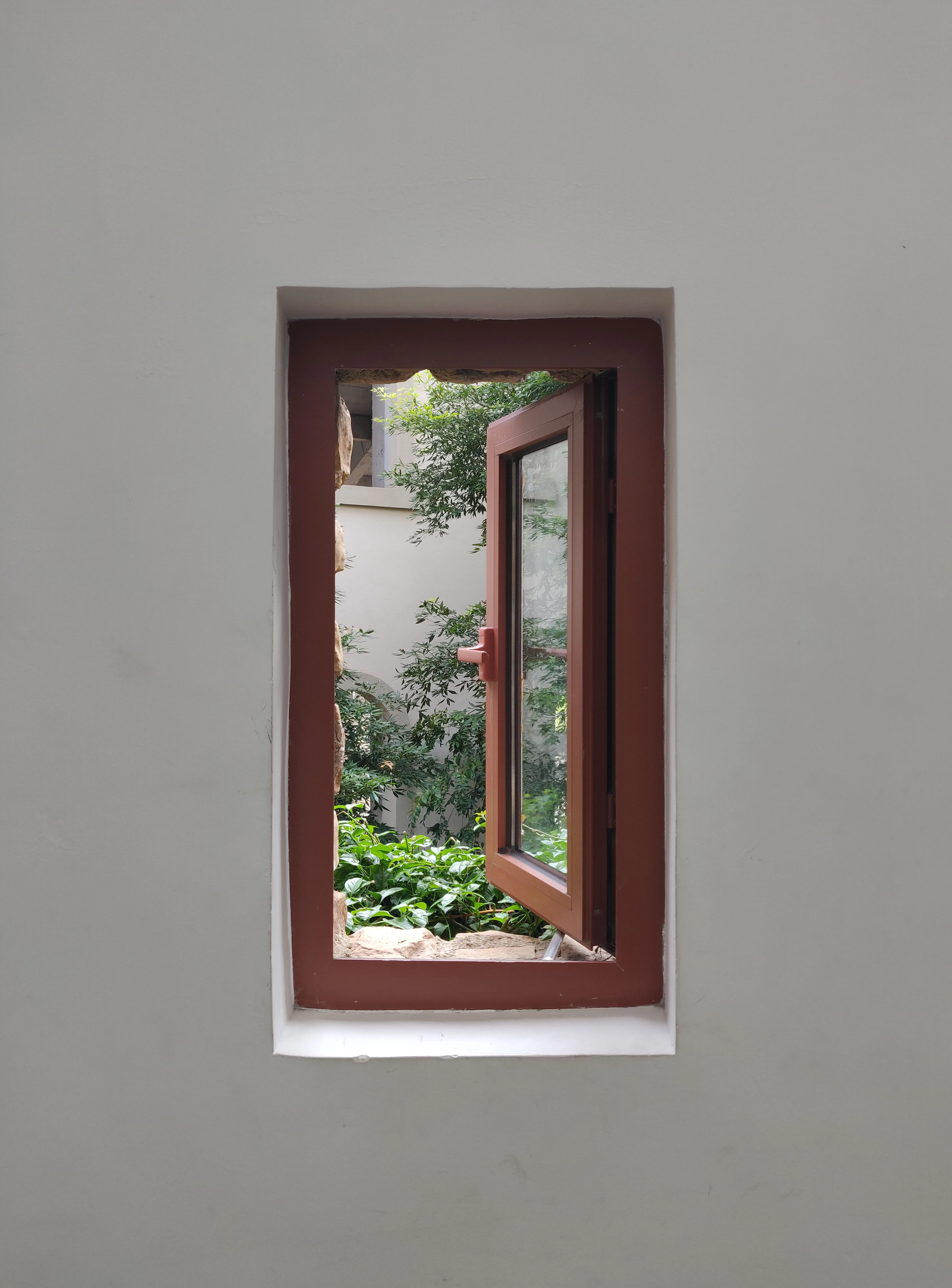 Large sliding window in a bright room