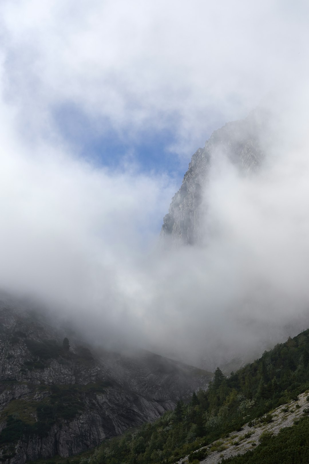 mountain covered in clouds