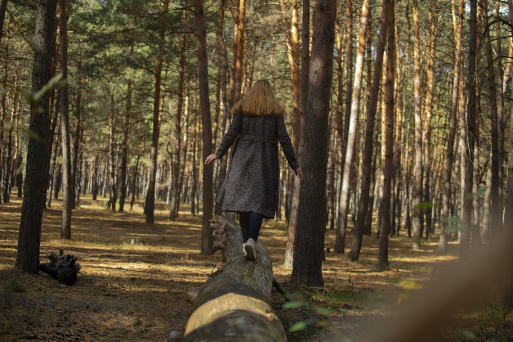 woman walking on the forest