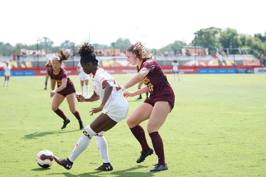 Girl playing football