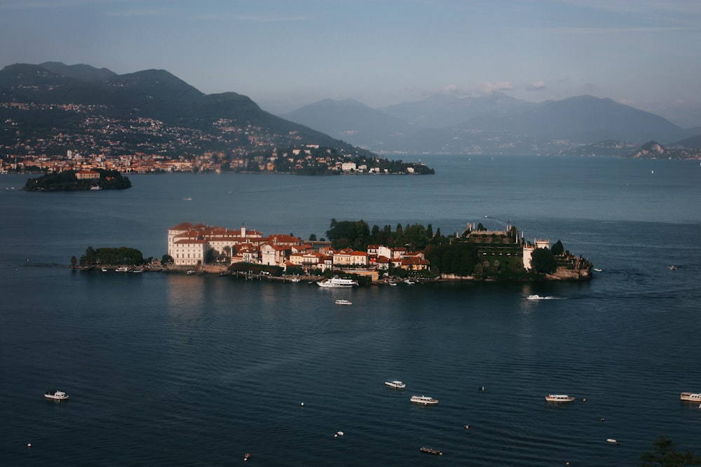 concrete buildings in the middle of sea