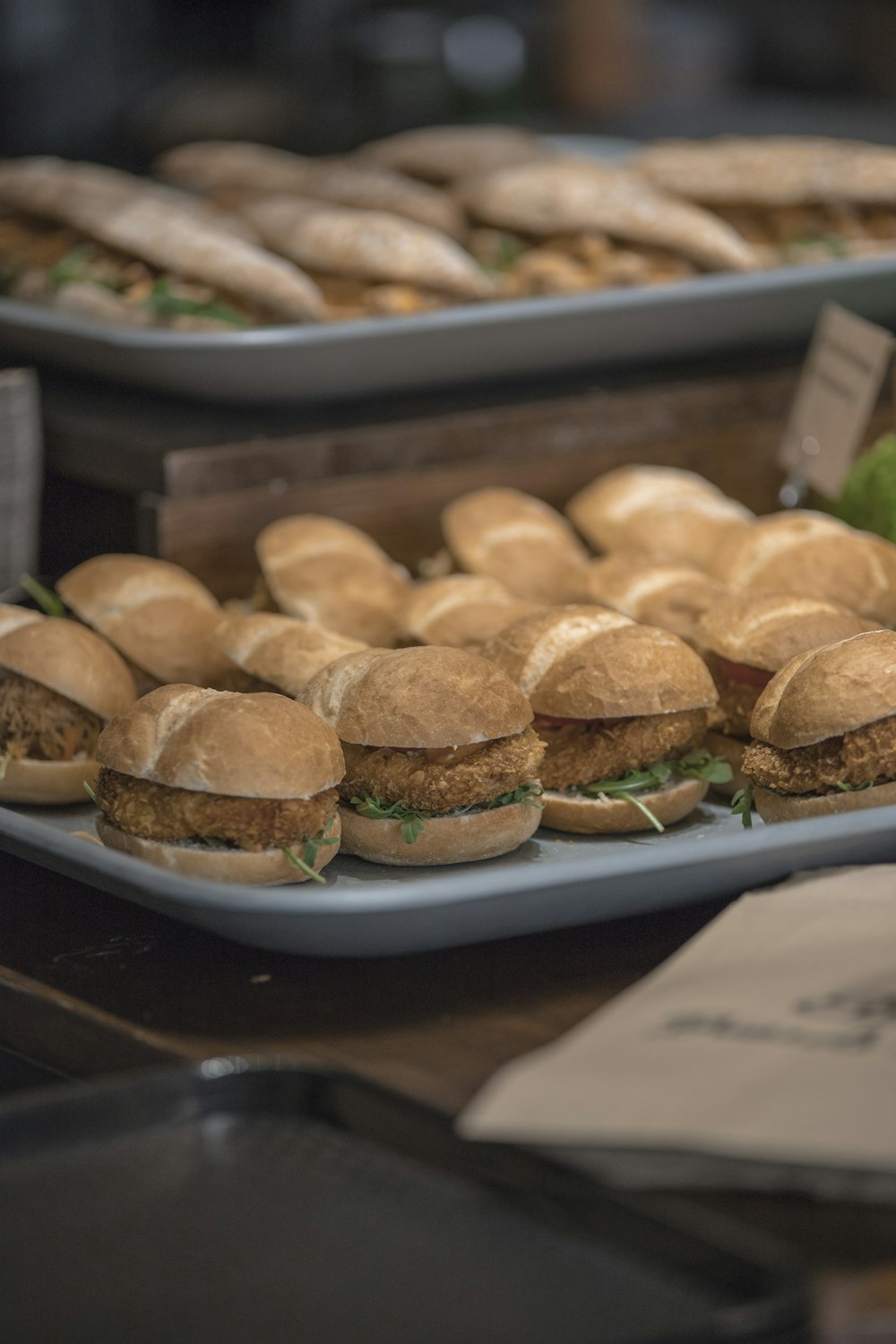 hamburgers on tray