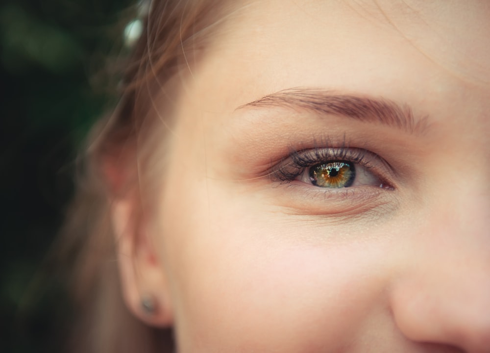 close view of woman's right eye