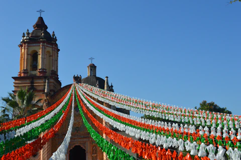 white, red, and green buntings