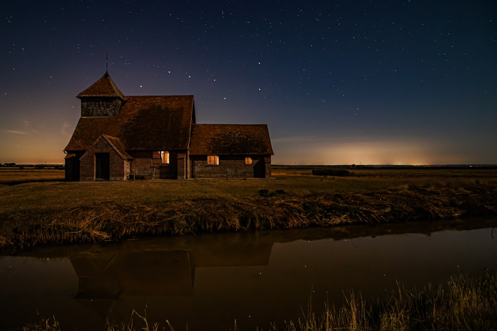 house facing body of water