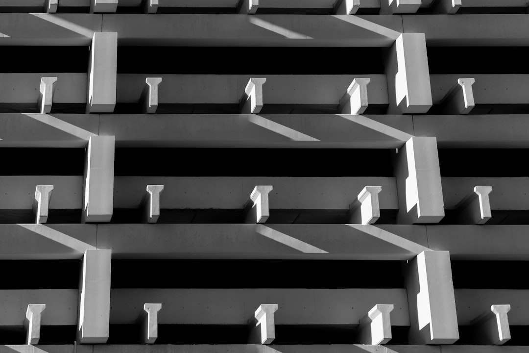a black and white photo of a building, Boston Motor Mart Garage