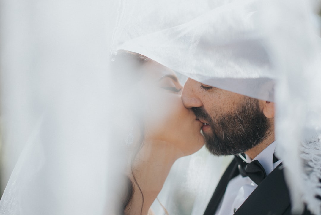 Beautiful couple on the wedding day 