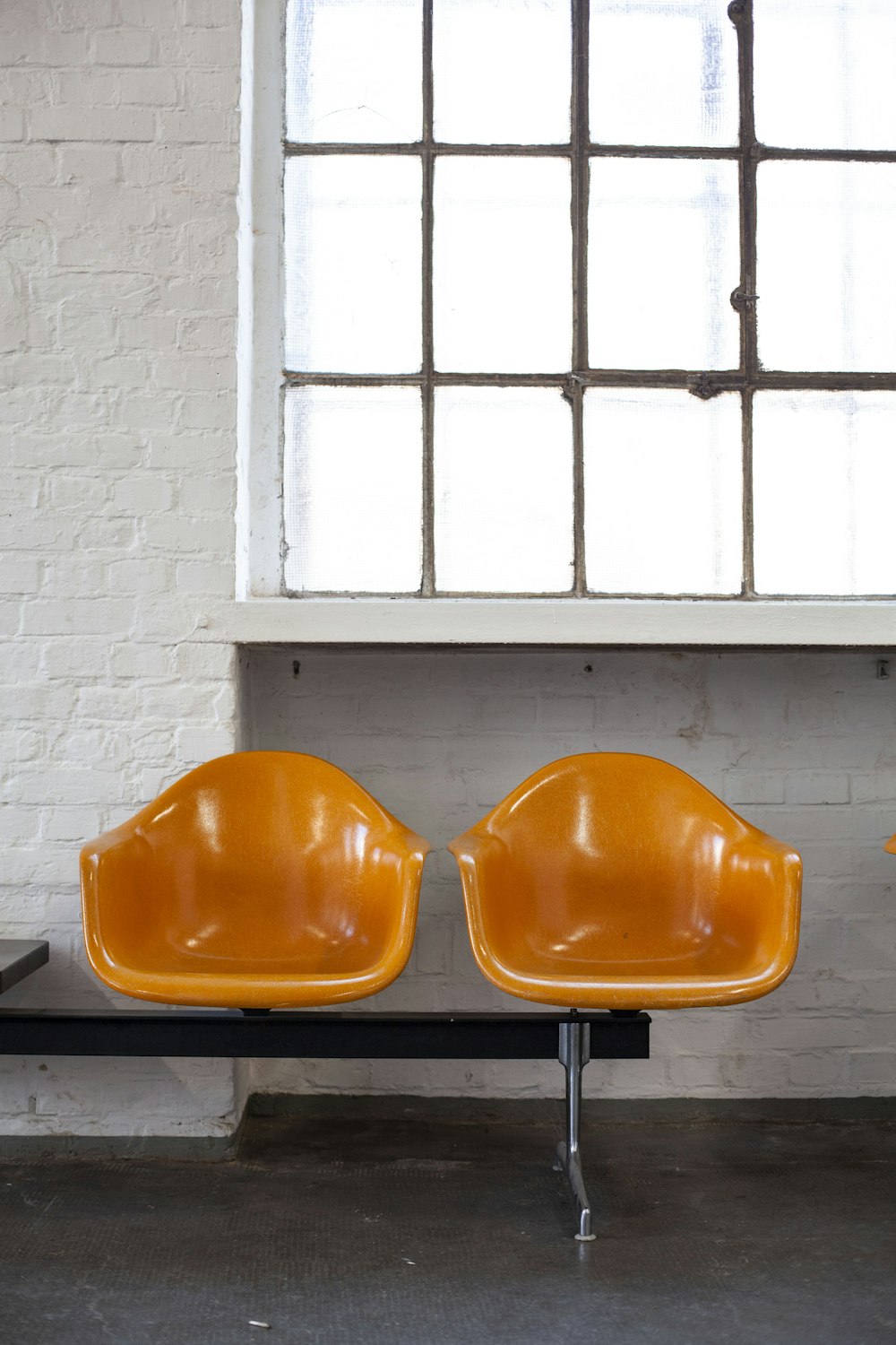two orange chairs