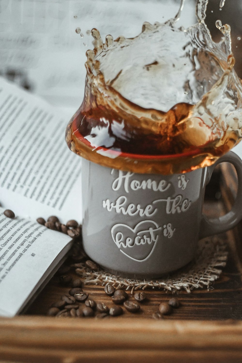 coffee splash from ceramic mug