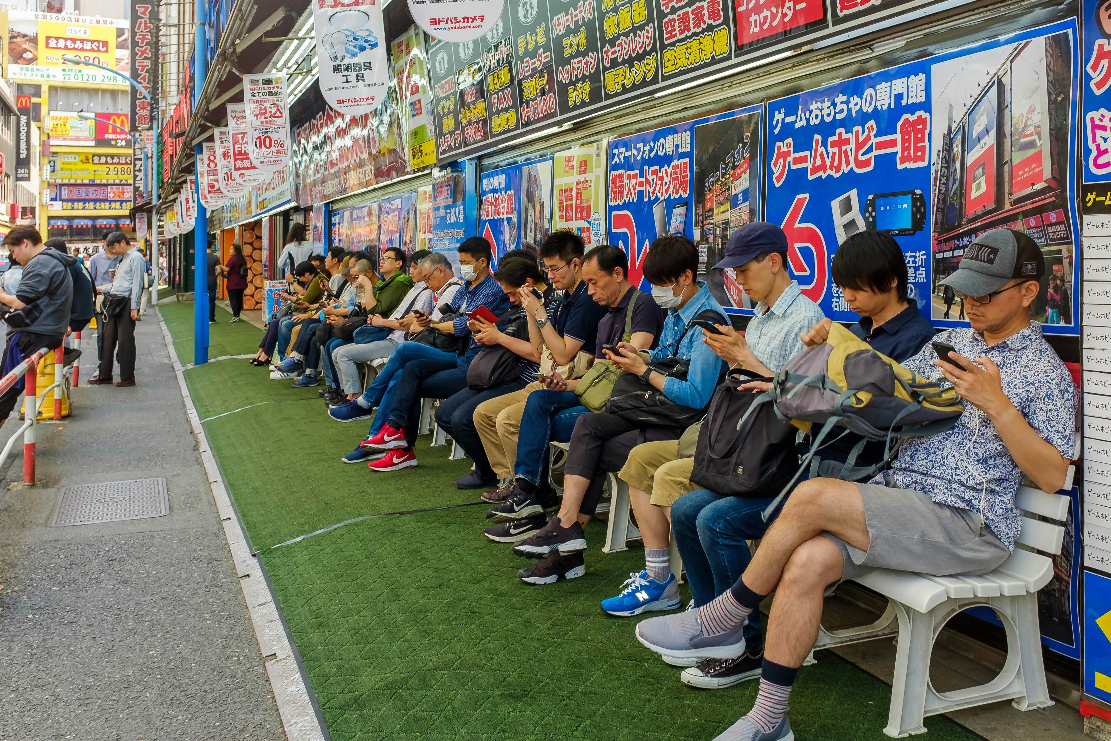 people sits on benches