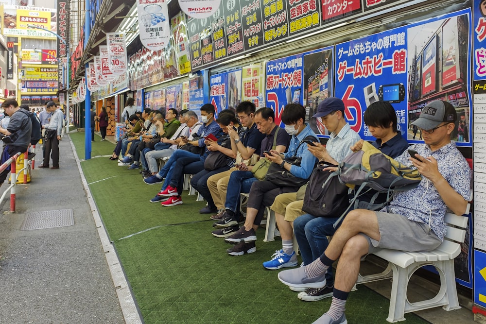 people sits on benches