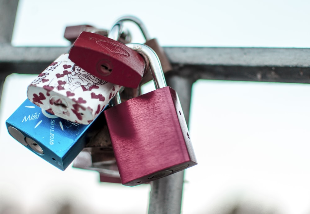 assorted-color padlocks