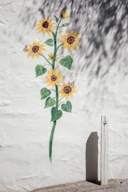 blooming yellow sunflower wall painting