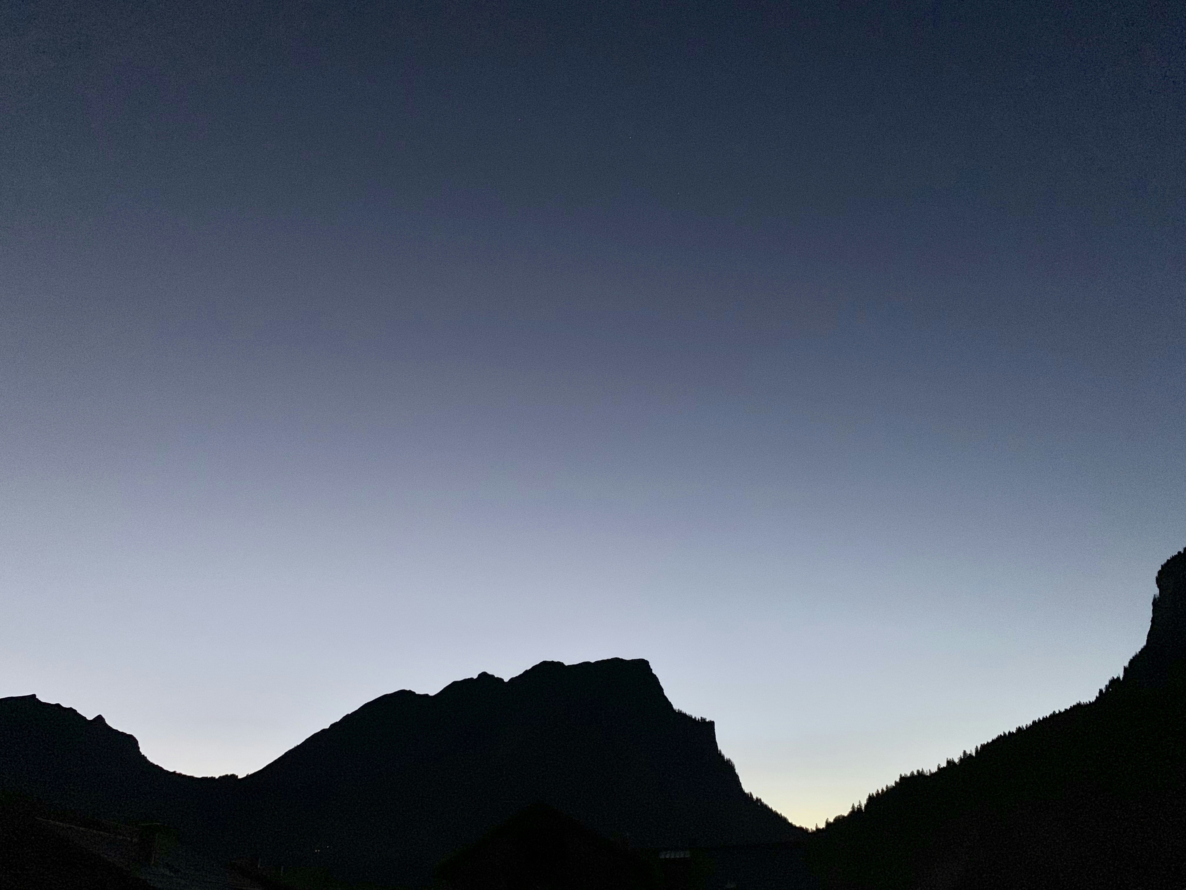 This is the mountain line briefly after sunset at our hiking holiday flat in Austria.