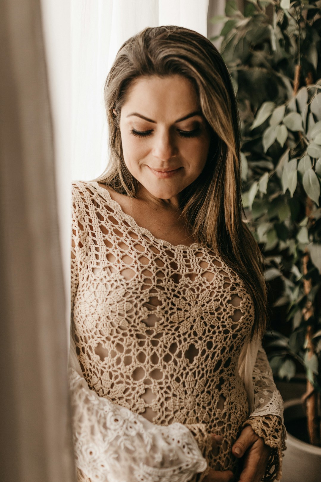 woman in brown sweater