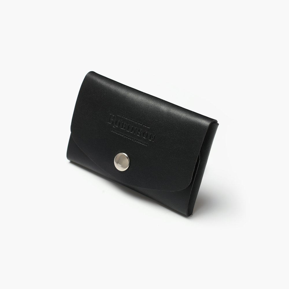 black leather three-fold wallet