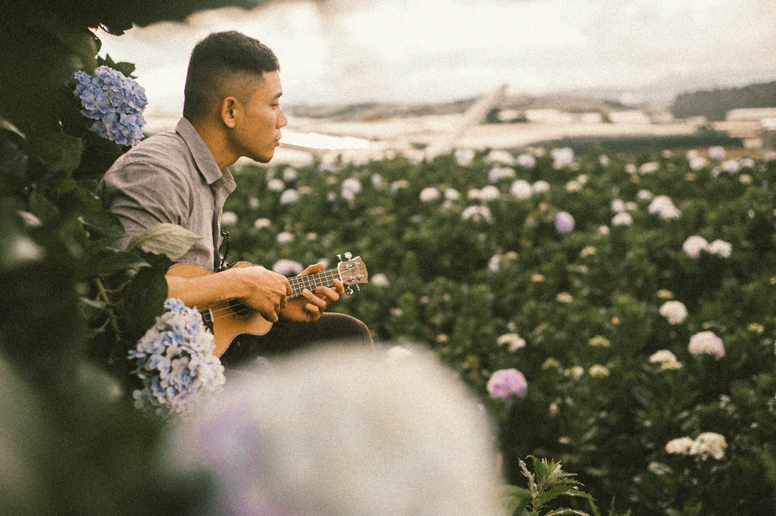 Nikon D700 + Nikon AF Nikkor 50mm F1.8D sample photo. Man using ukulele photography