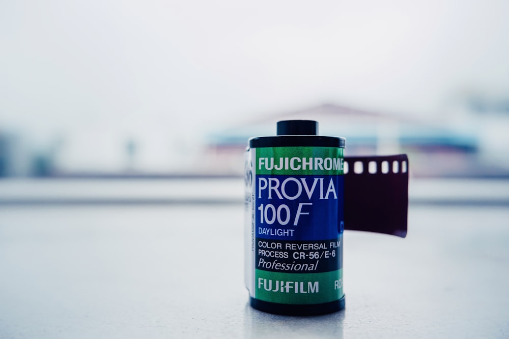 Provia film on gray surface