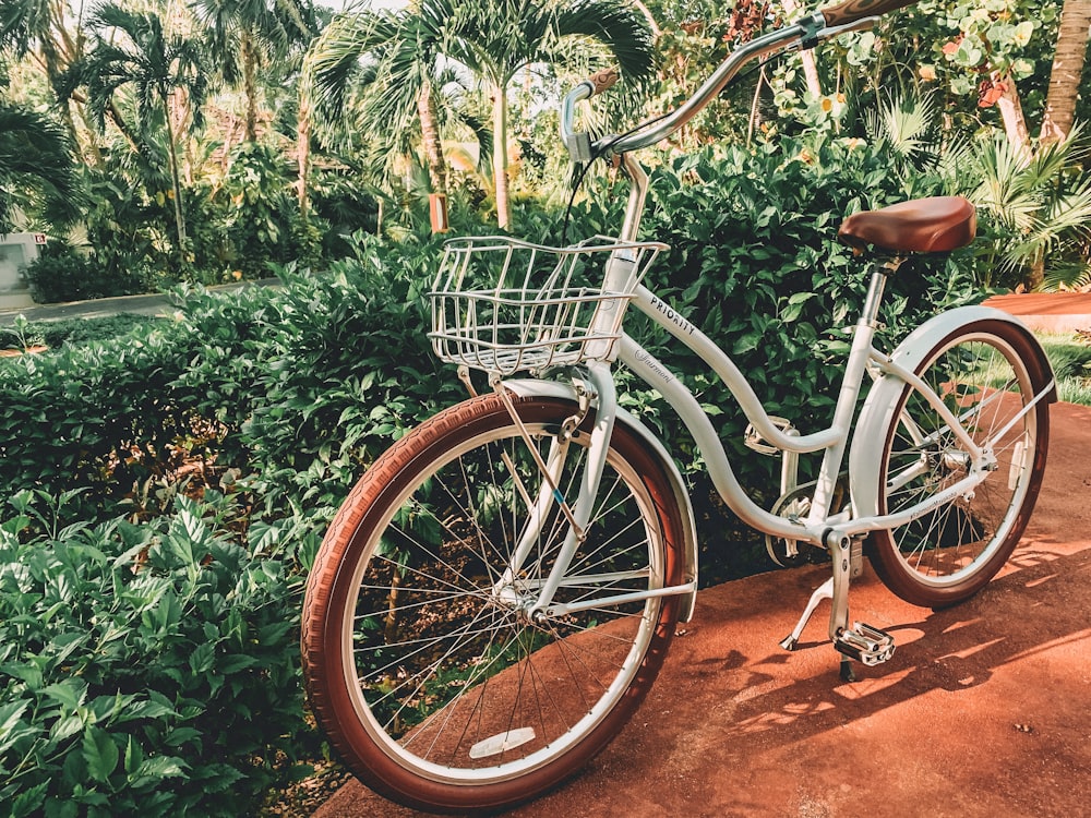 Bicicleta blanca y marrón