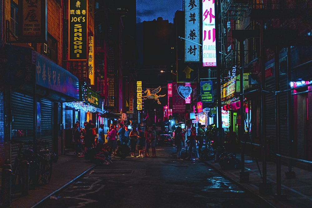 people gathering near outdoor during nighttime