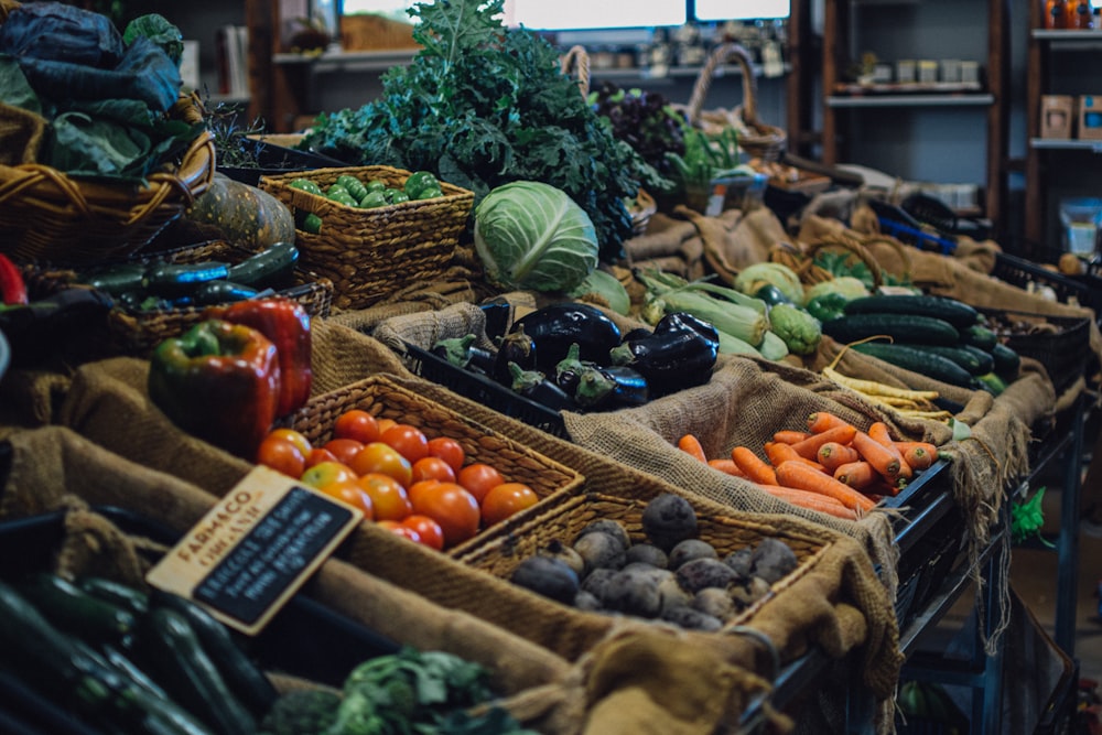 different vegetables on display