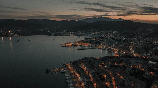 aerial photography of buildings beside sea in Portoferraio Italy