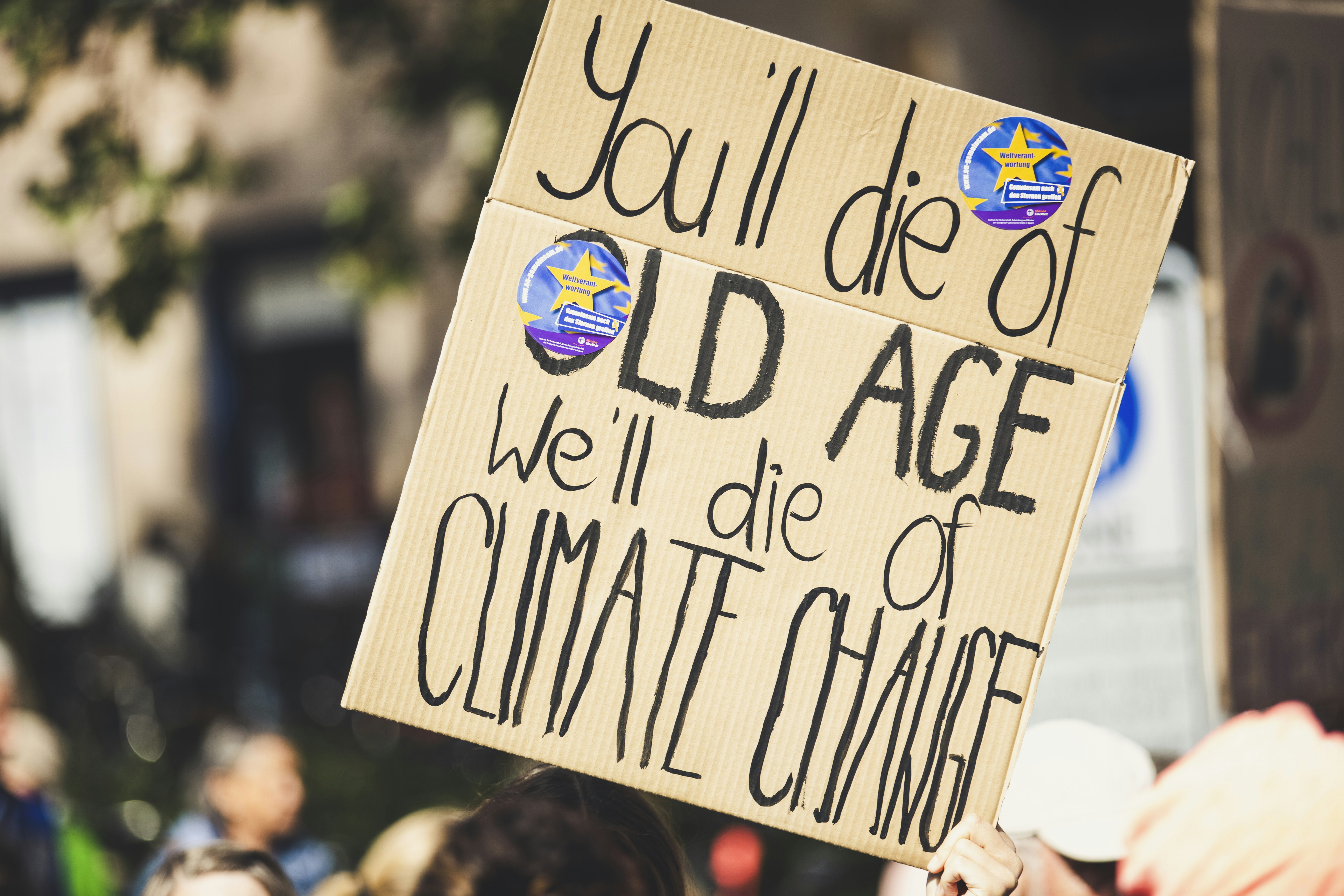 YOU'LL DIE OF OLD AGE. WE'LL DIE OF CLIMATE CHANGE. Global climate change strike protest demonstration - No Planet B - 09-20-2019