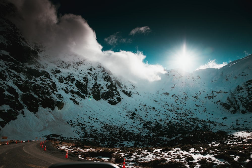 mountains covered with white snow