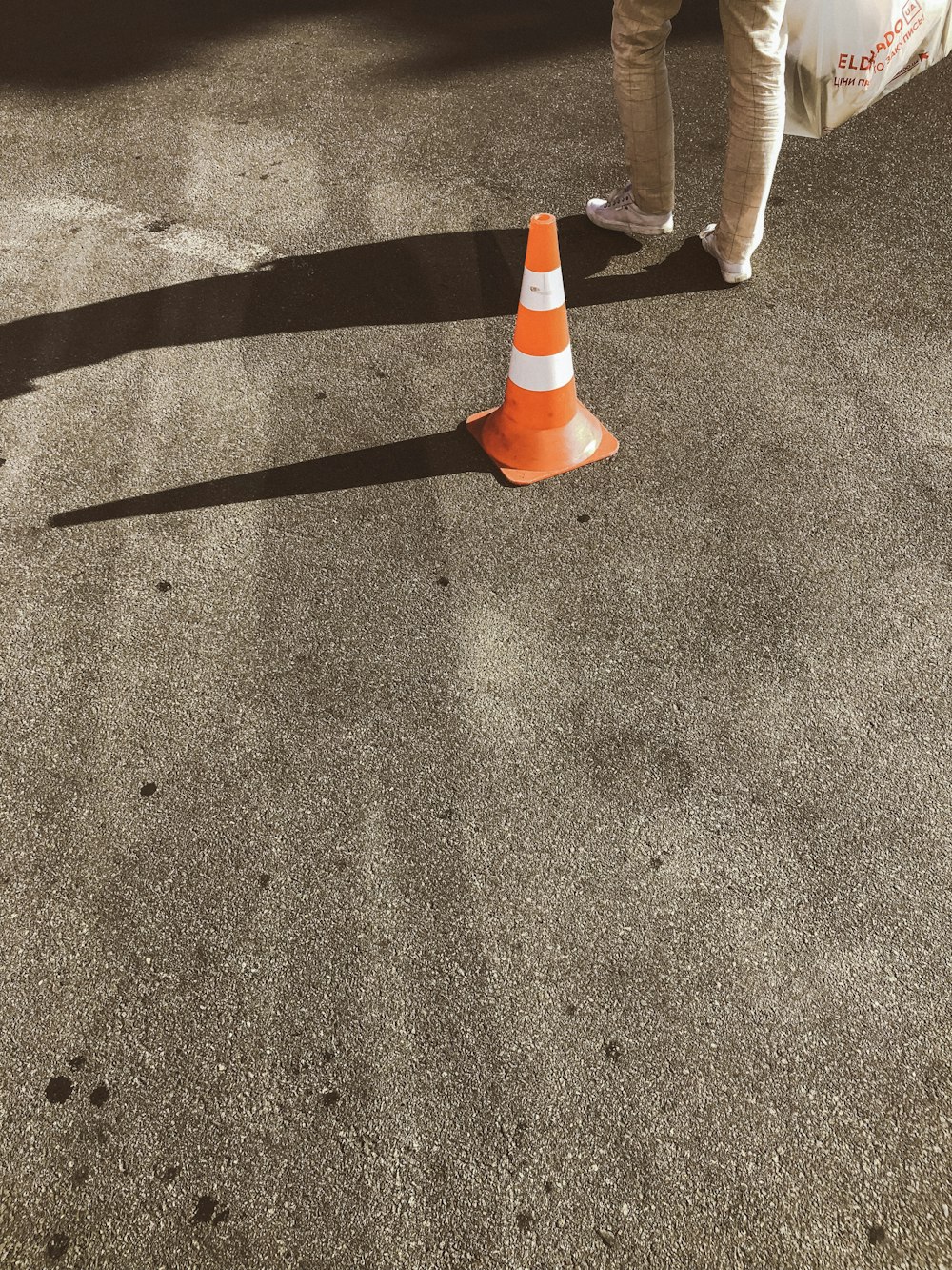 orange and white traffic cone