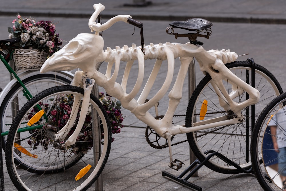 white skeleton bicycle