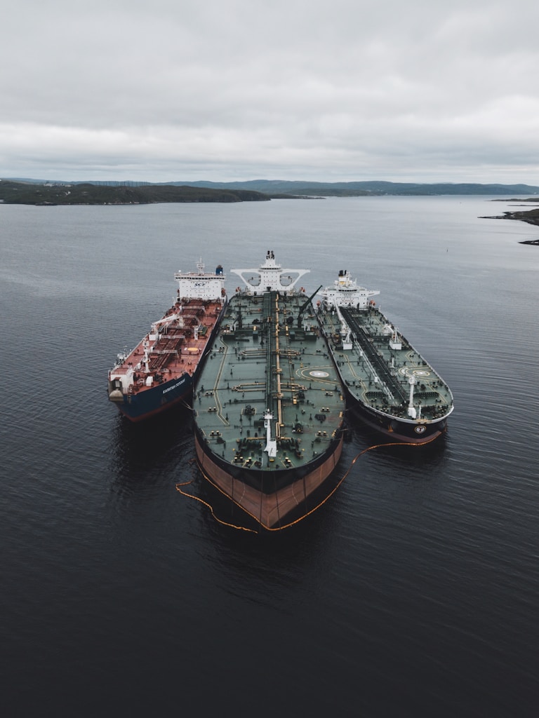 black and brown ships under cloudy sky