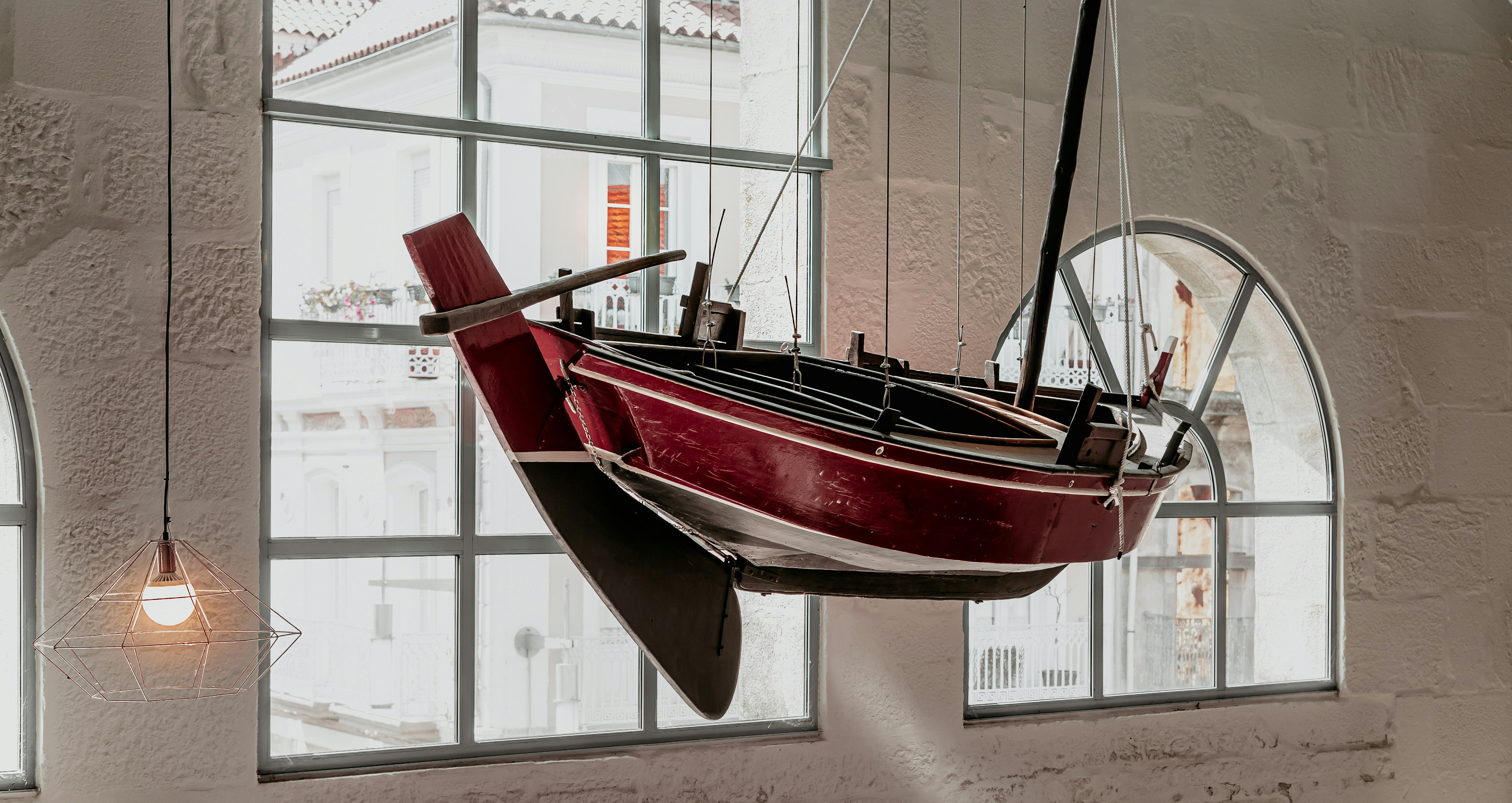 Boat hanging in the Pontevedra market